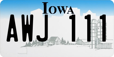 IA license plate AWJ111