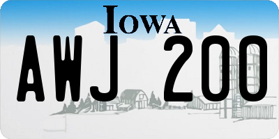 IA license plate AWJ200