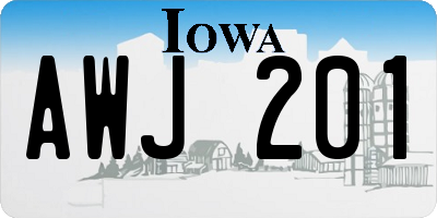 IA license plate AWJ201