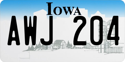IA license plate AWJ204