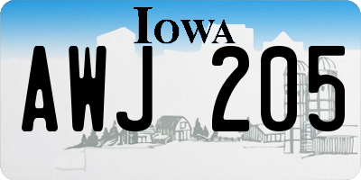 IA license plate AWJ205