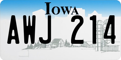 IA license plate AWJ214