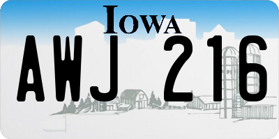 IA license plate AWJ216