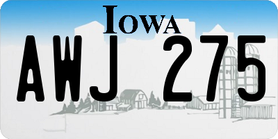 IA license plate AWJ275