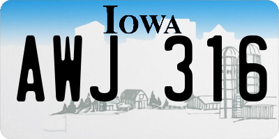 IA license plate AWJ316