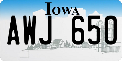 IA license plate AWJ650