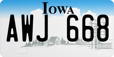 IA license plate AWJ668