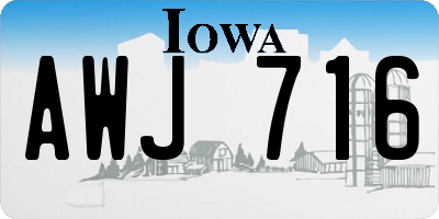 IA license plate AWJ716