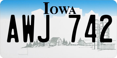 IA license plate AWJ742