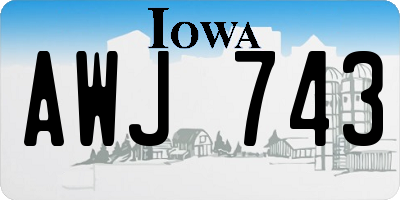 IA license plate AWJ743