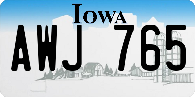 IA license plate AWJ765