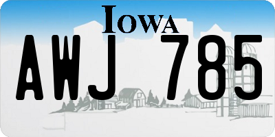 IA license plate AWJ785