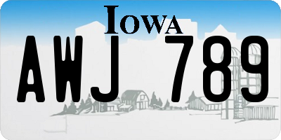 IA license plate AWJ789