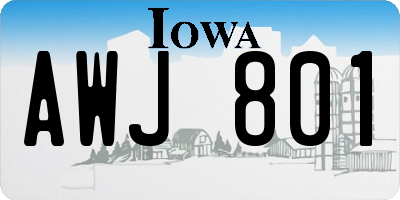 IA license plate AWJ801