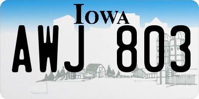 IA license plate AWJ803
