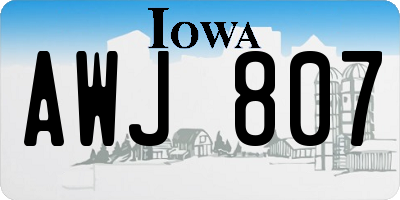 IA license plate AWJ807