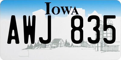 IA license plate AWJ835