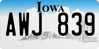 IA license plate AWJ839