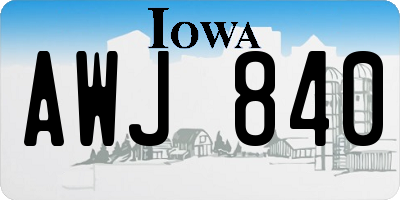 IA license plate AWJ840