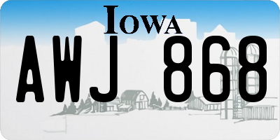 IA license plate AWJ868