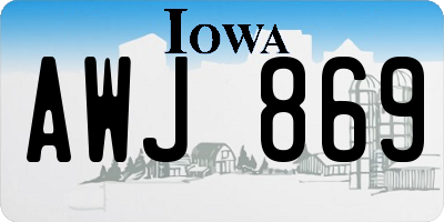 IA license plate AWJ869