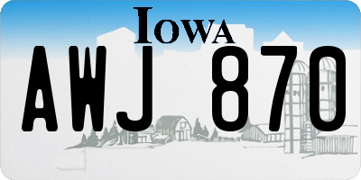 IA license plate AWJ870