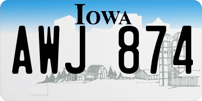 IA license plate AWJ874