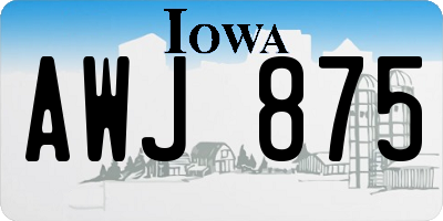 IA license plate AWJ875