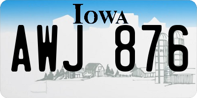IA license plate AWJ876
