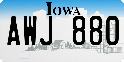 IA license plate AWJ880