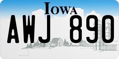 IA license plate AWJ890