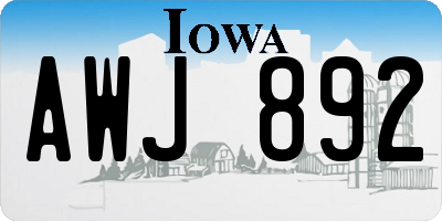 IA license plate AWJ892