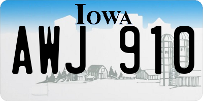 IA license plate AWJ910