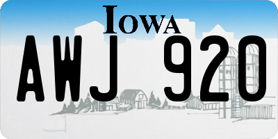 IA license plate AWJ920
