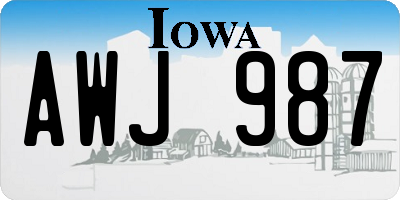 IA license plate AWJ987