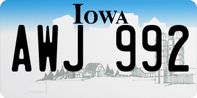 IA license plate AWJ992