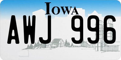 IA license plate AWJ996