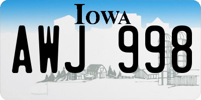 IA license plate AWJ998