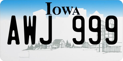 IA license plate AWJ999