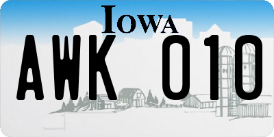 IA license plate AWK010