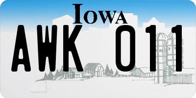 IA license plate AWK011