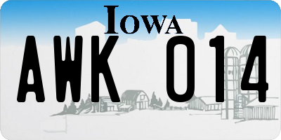 IA license plate AWK014
