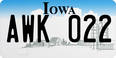 IA license plate AWK022