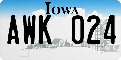 IA license plate AWK024