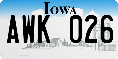 IA license plate AWK026