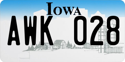 IA license plate AWK028