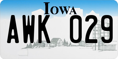 IA license plate AWK029
