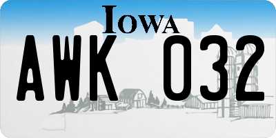 IA license plate AWK032