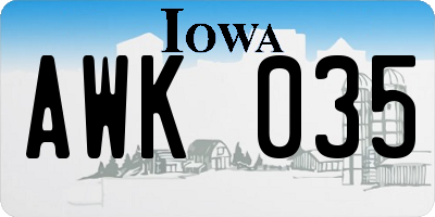 IA license plate AWK035