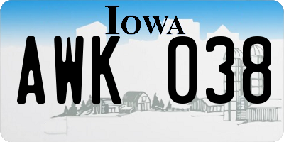 IA license plate AWK038
